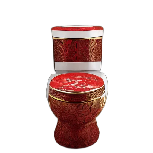 furniture, 3d render, red, golden transparent PNG cut-out