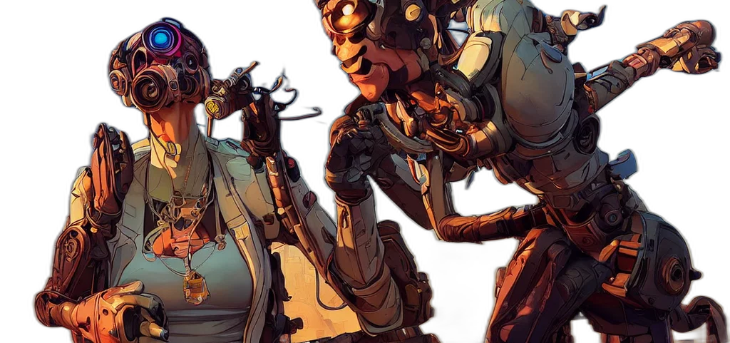 robot, concept art, cyberpunk, comic book art transparent PNG cut-out