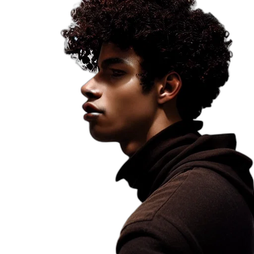 face, jacket, hair, staff transparent PNG cut-out