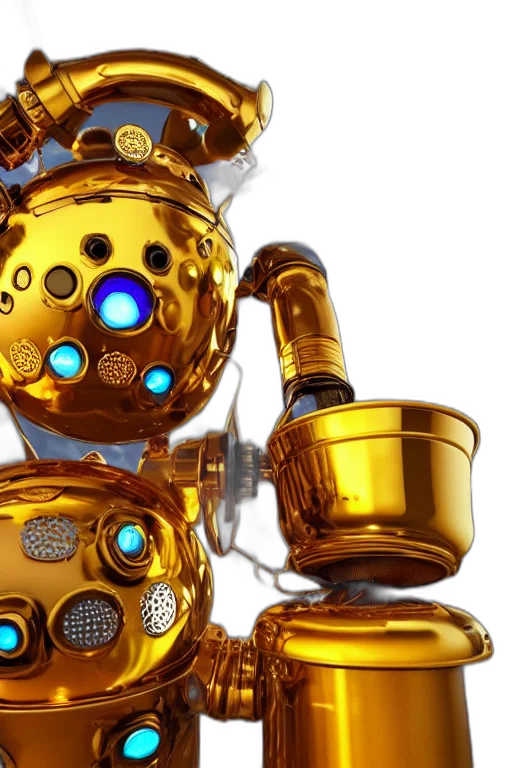 robot, jewelry, crown, 3d render transparent PNG cut-out
