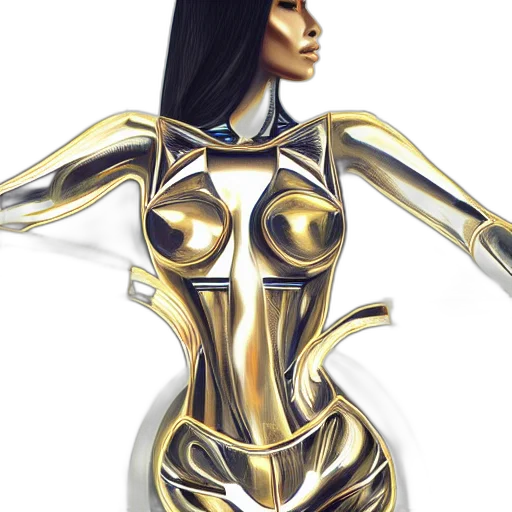 dress, jewelry, robot, 3d render transparent PNG cut-out