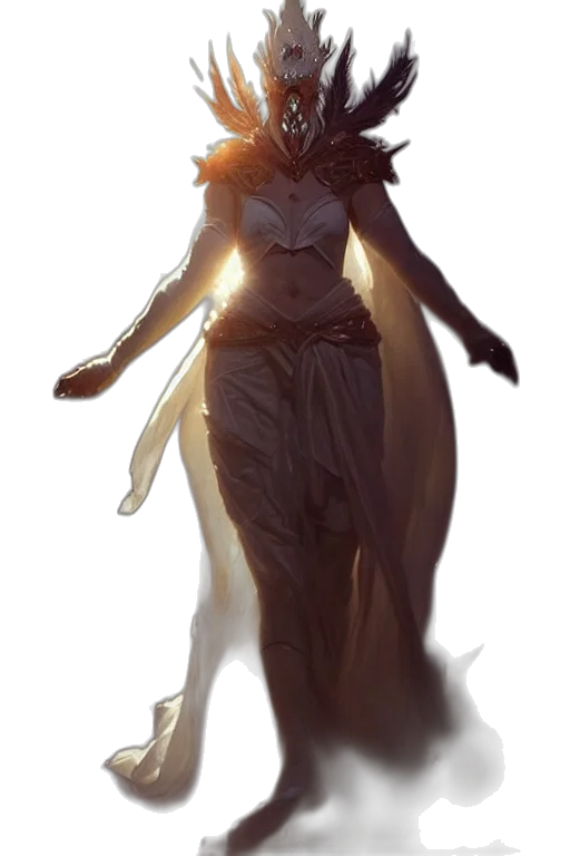 dress, staff, creature, mask transparent PNG cut-out