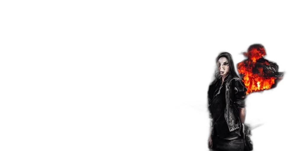 jacket, staff, mask, photorealistic transparent PNG cut-out