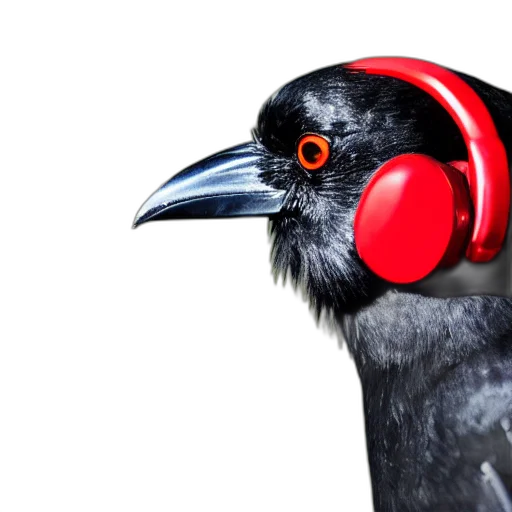 animal, crow, red, headphones transparent PNG cut-out