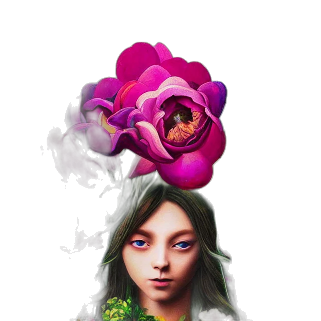 flower, face, crown, creature transparent PNG cut-out