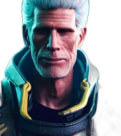 jacket, face, cyberpunk, 3d render transparent PNG cut-out