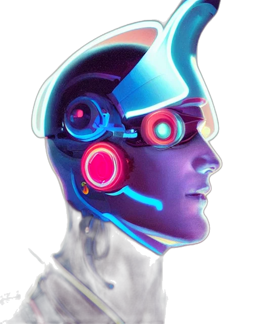 robot, mask, face, cyberpunk transparent PNG cut-out