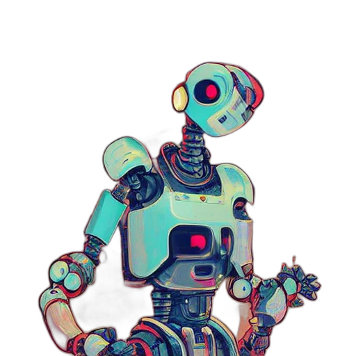 robot, creature, staff, pixel art transparent PNG cut-out
