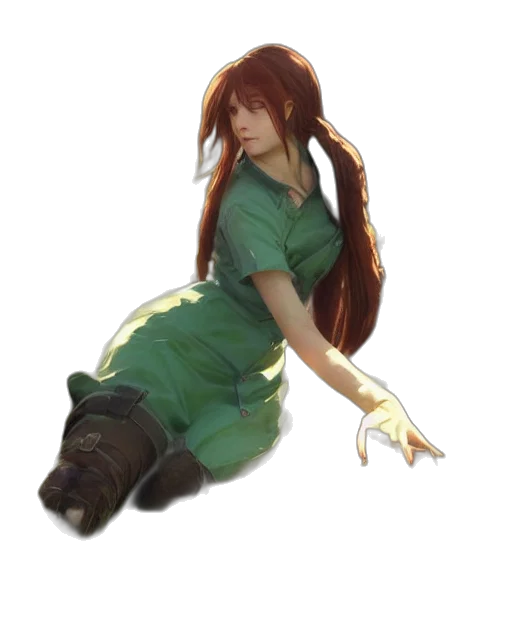 staff, dress, hair, concept art transparent PNG cut-out