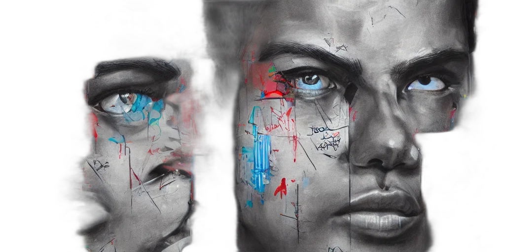 face, photorealistic, concept art, cyberpunk transparent PNG cut-out