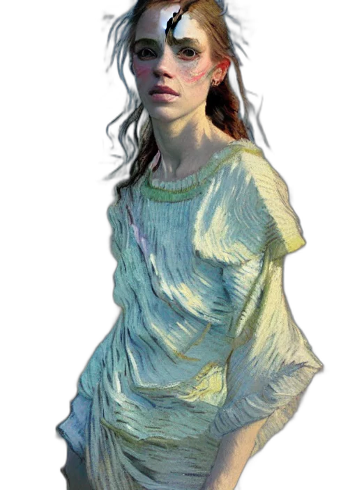 dress, face, jewelry, staff transparent PNG cut-out