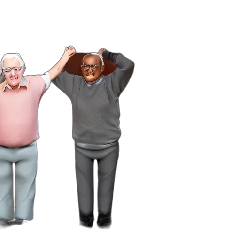 concept art, cartoon, grandpas, twerking transparent PNG cut-out