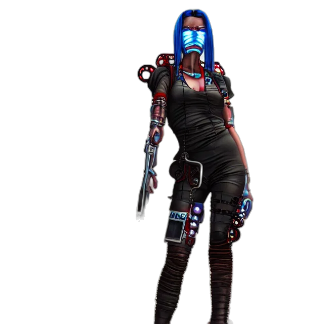 robot, staff, cyberpunk, concept art transparent PNG cut-out
