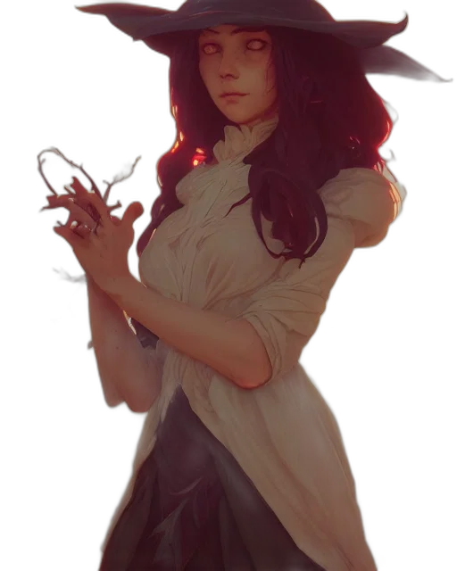 staff, hat, dress, weapon transparent PNG cut-out