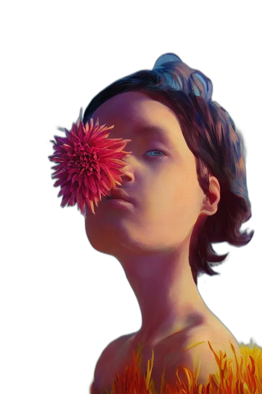 flower, face, crown, hair transparent PNG cut-out