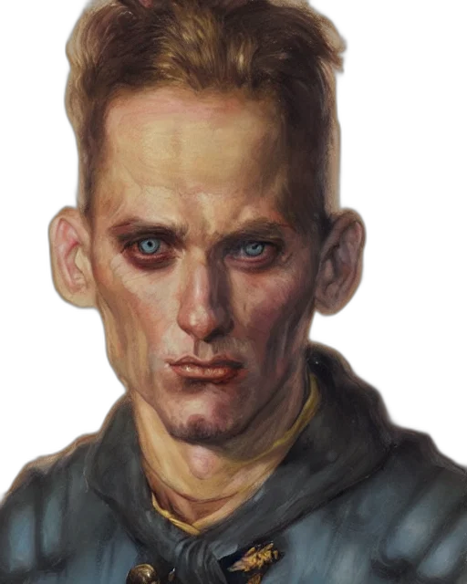 face, jacket, staff, photorealistic transparent PNG cut-out