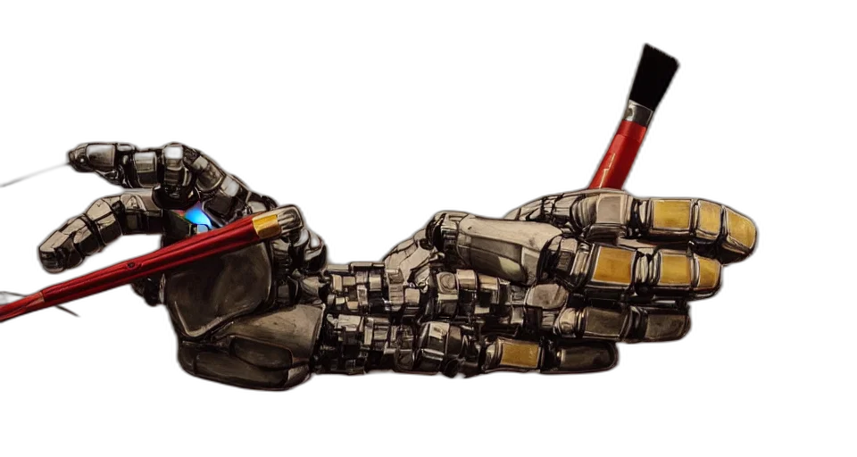 robot, weapon, staff, cyberpunk transparent PNG cut-out