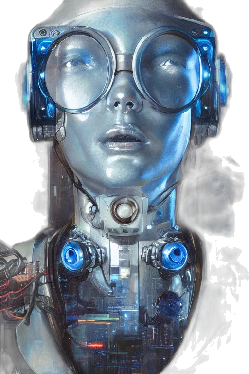 robot, face, mask, cyberpunk transparent PNG cut-out