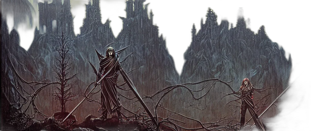 sword, staff, creature, concept art transparent PNG cut-out
