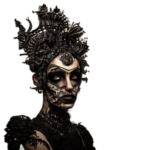 mask, crown, face, staff transparent PNG cut-out