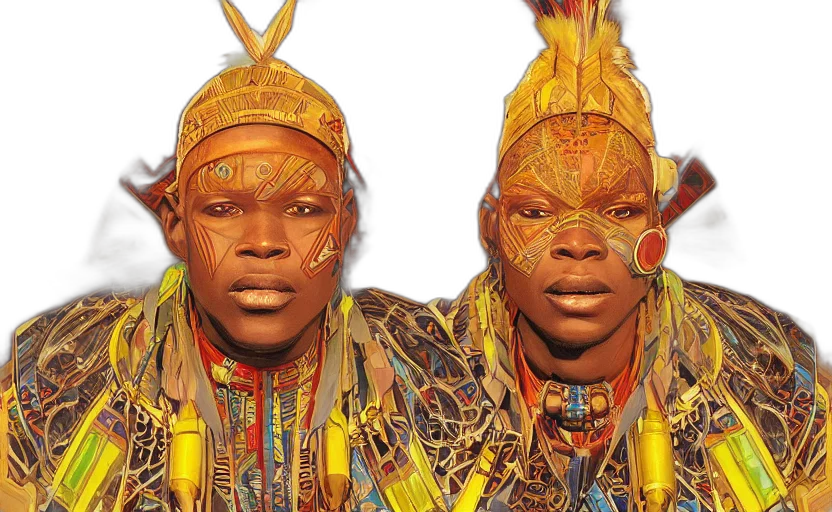 retro, futuristic, african, tribal transparent PNG cut-out