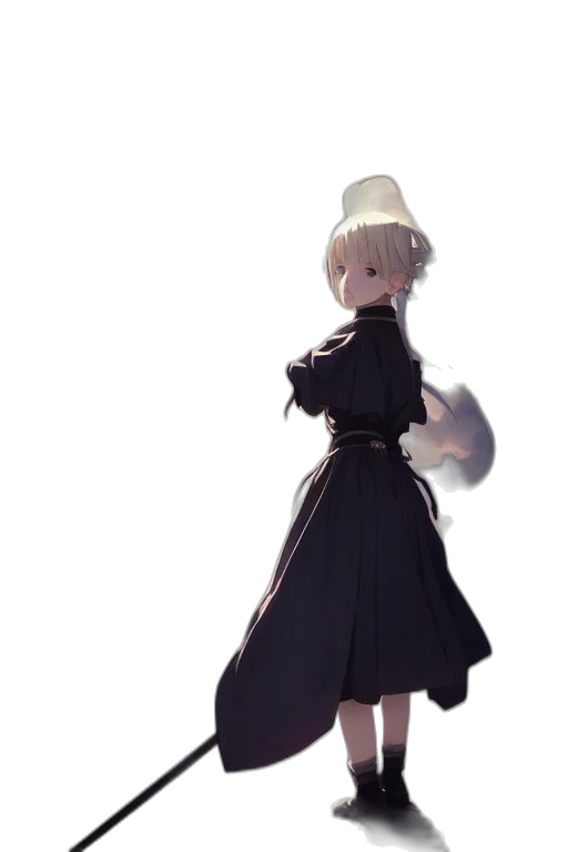 dress, staff, weapon, hat transparent PNG cut-out