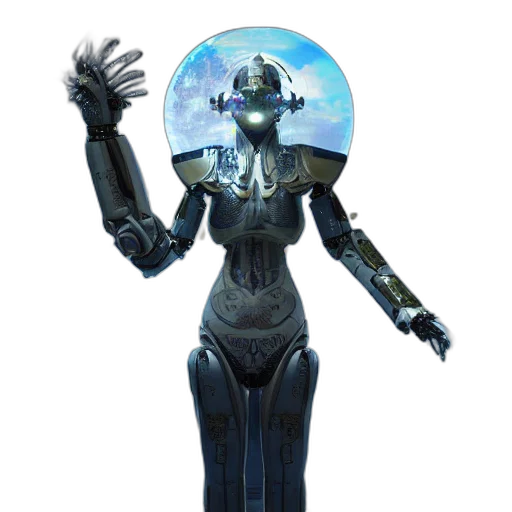 robot, staff, mask, creature transparent PNG cut-out