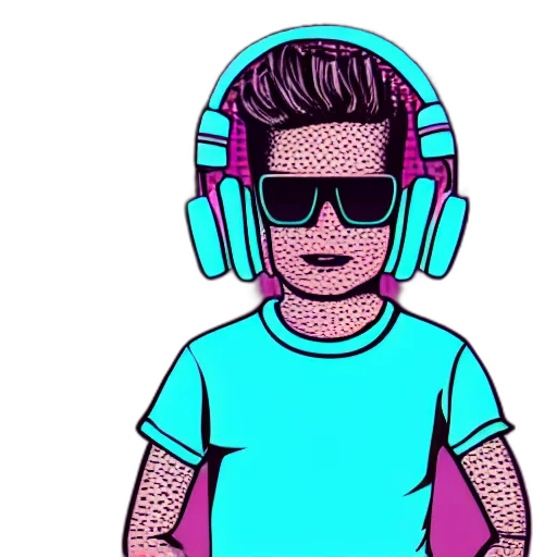 face, cartoon, pixel art, vaporwave transparent PNG cut-out