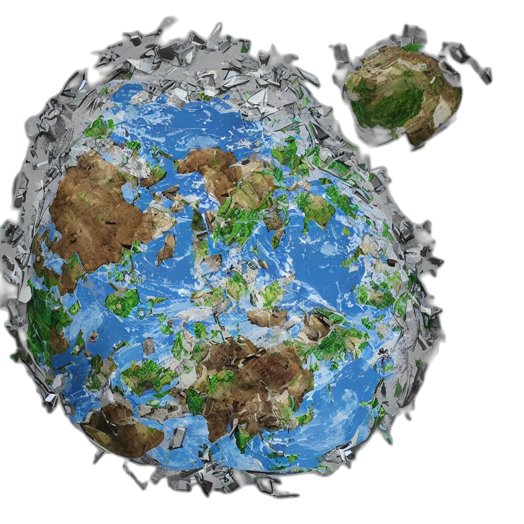 3d render, outer space, unzipping, earth transparent PNG cut-out