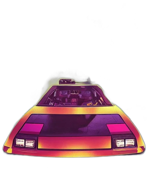 car, vaporwave, concept art, stylish transparent PNG cut-out
