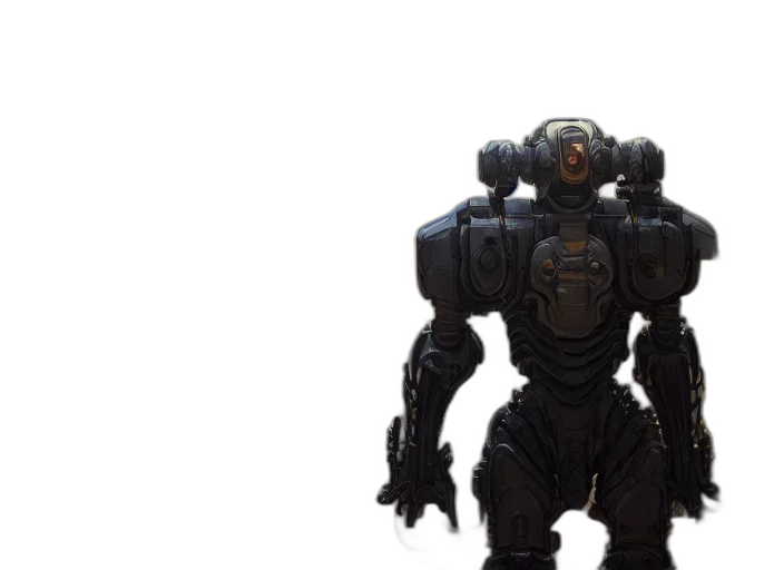 robot, weapon, concept art, 3d render transparent PNG cut-out