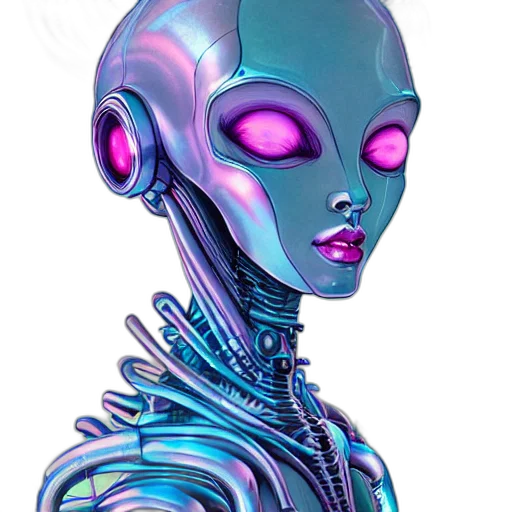 robot, creature, face, cyberpunk transparent PNG cut-out