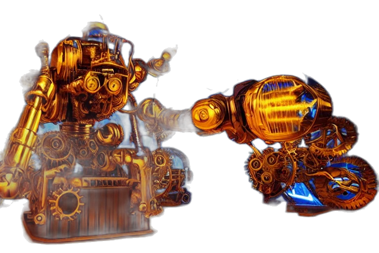 robot, weapon, concept art, 3d render transparent PNG cut-out