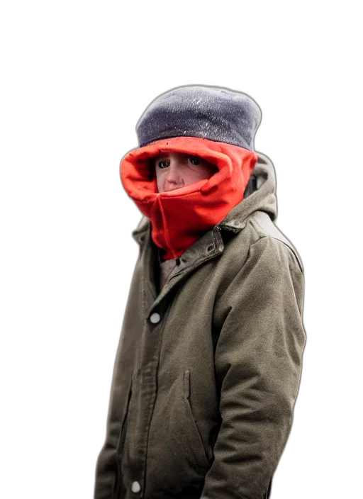 jacket, mask, face, hat transparent PNG cut-out