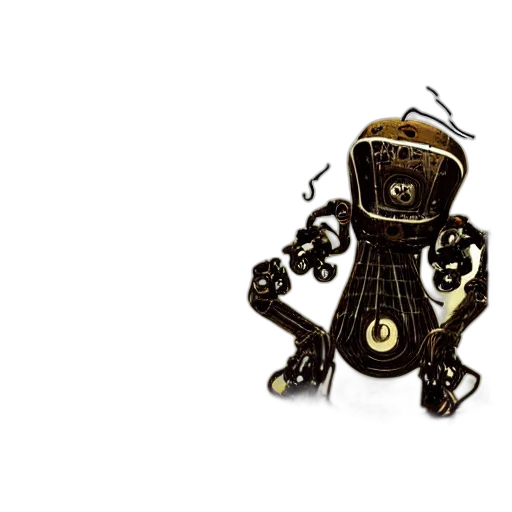robot, staff, concept art, 3d render transparent PNG cut-out
