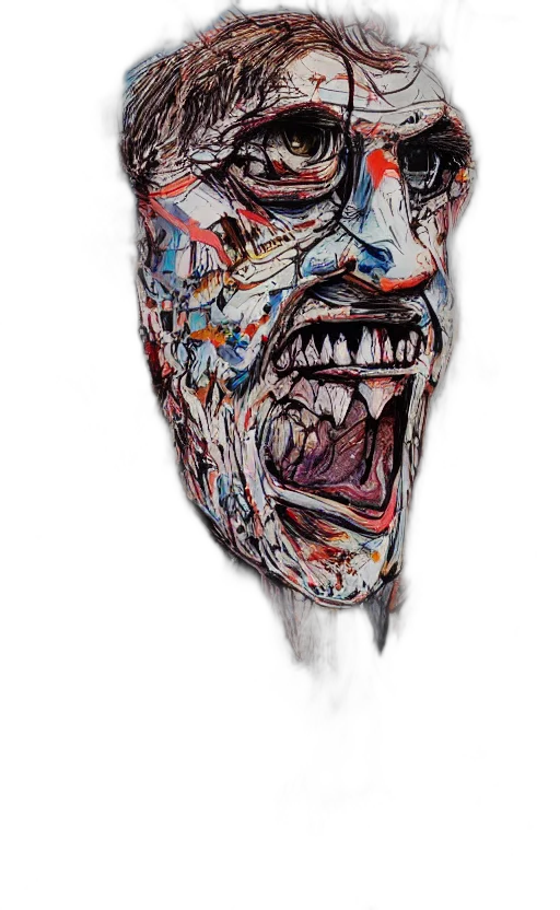 mask, face, creature, comic book art transparent PNG cut-out