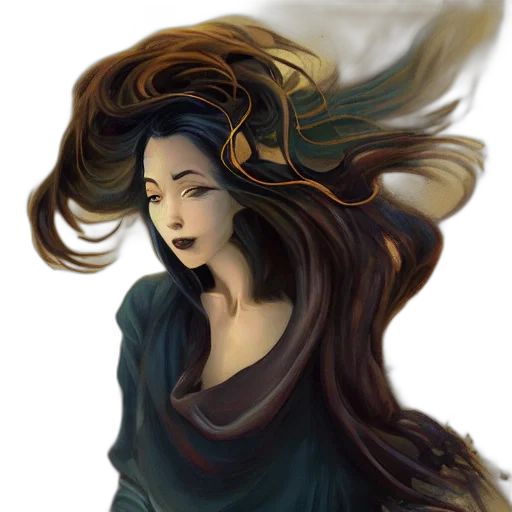 hair, dragon, face, dress transparent PNG cut-out