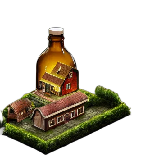 bottle, furniture, building, 3d render transparent PNG cut-out