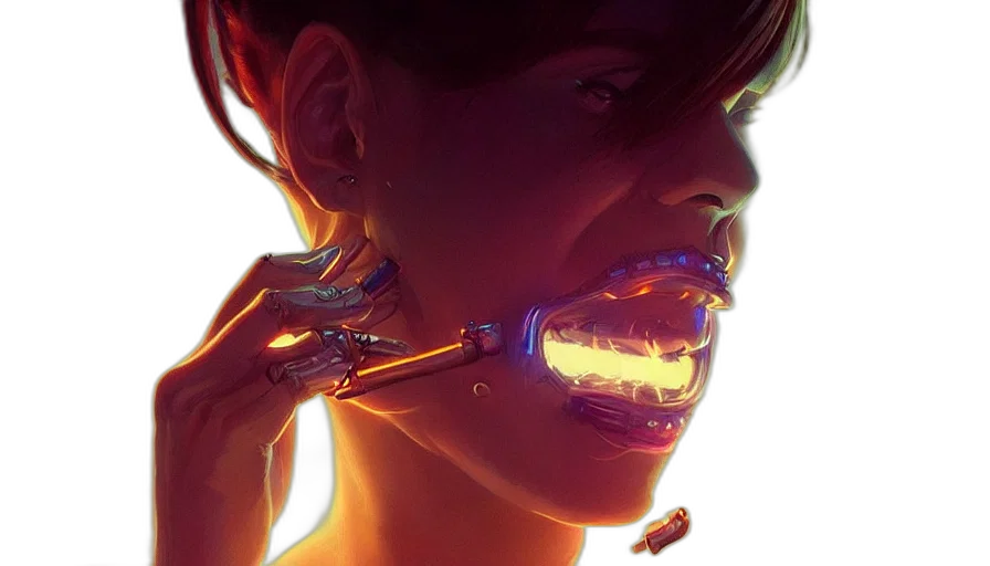jewelry, face, cyberpunk, photorealistic transparent PNG cut-out