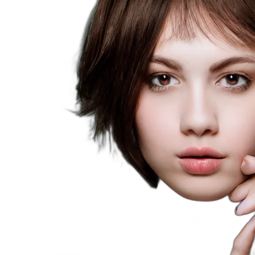 face, hair, jewelry, photorealistic transparent PNG cut-out