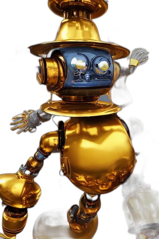robot, staff, concept art, 3d render transparent PNG cut-out