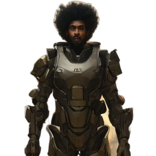 robot, jacket, staff, face transparent PNG cut-out