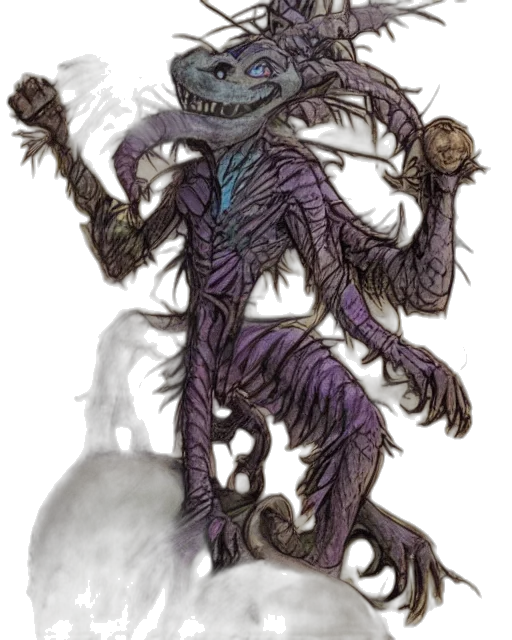creature, staff, mask, dragon transparent PNG cut-out