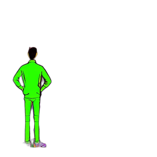 jacket, staff, robot, creature transparent PNG cut-out