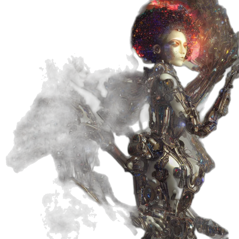 robot, staff, hair, weapon transparent PNG cut-out