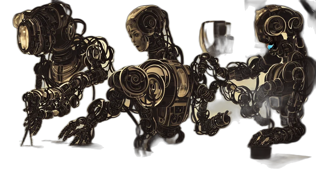 robot, concept art, 3d render, cyberpunk transparent PNG cut-out
