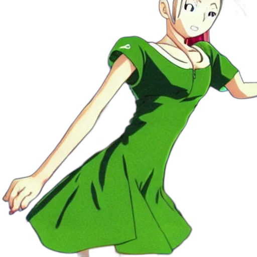 dress, staff, anime, cartoon transparent PNG cut-out