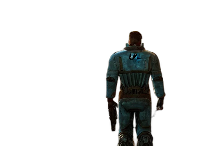 robot, jacket, staff, weapon transparent PNG cut-out