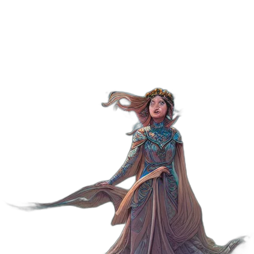 dress, staff, concept art, fantasy art transparent PNG cut-out