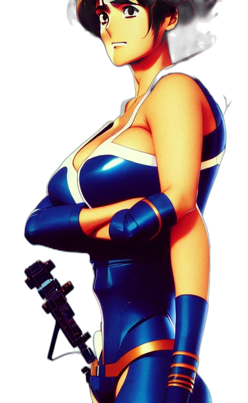 robot, dress, weapon, staff transparent PNG cut-out